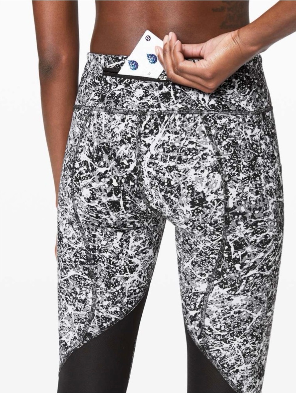 Lululemon Pace Rival Crop 22" Leggings Paint Splash Silver Multi Black Sz 2 - Picture 5 of 14